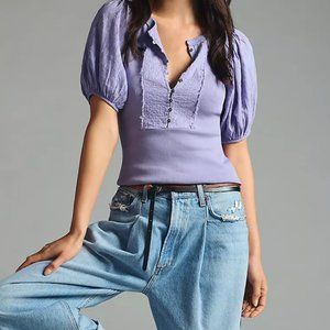 Anthropologie Pilcro Bella Henley Purple XS